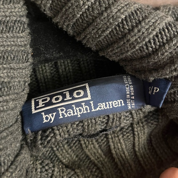 Vintage Polo Ralph Lauren 100% Cotton Thick Gray Ribbed Turtleneck Sweater - S - Picture 8 of 9